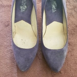 Purple faux suede pumps